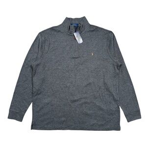 NWT Polo Ralph Lauren Estate Rib 1/4 Zip Ribbed Cotton Sweater Gray Mens XLT